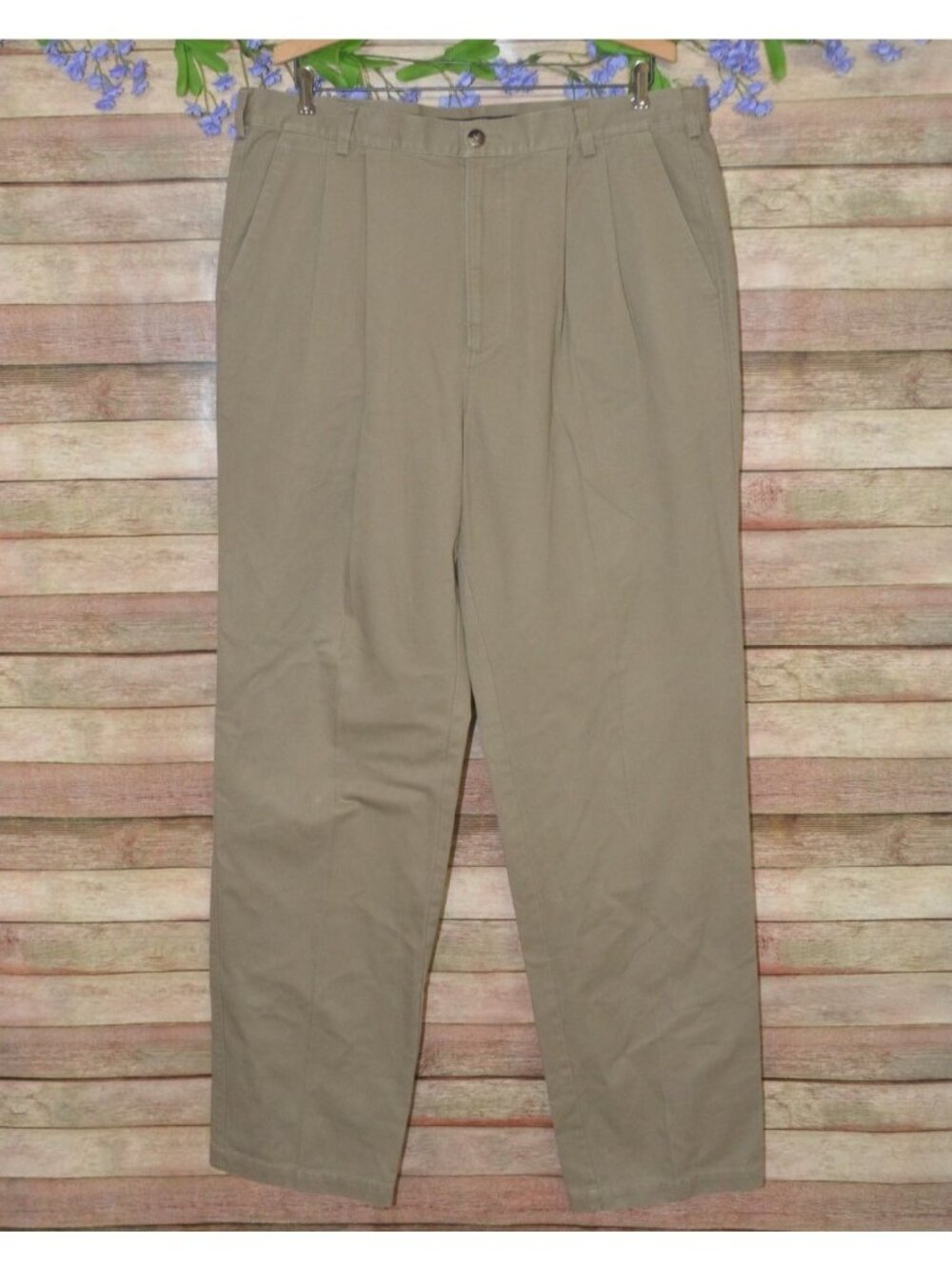 VTG Lucchese Dress Slacks Pants Tall Mens 37 x 34 Khaki Western 100% Cotton